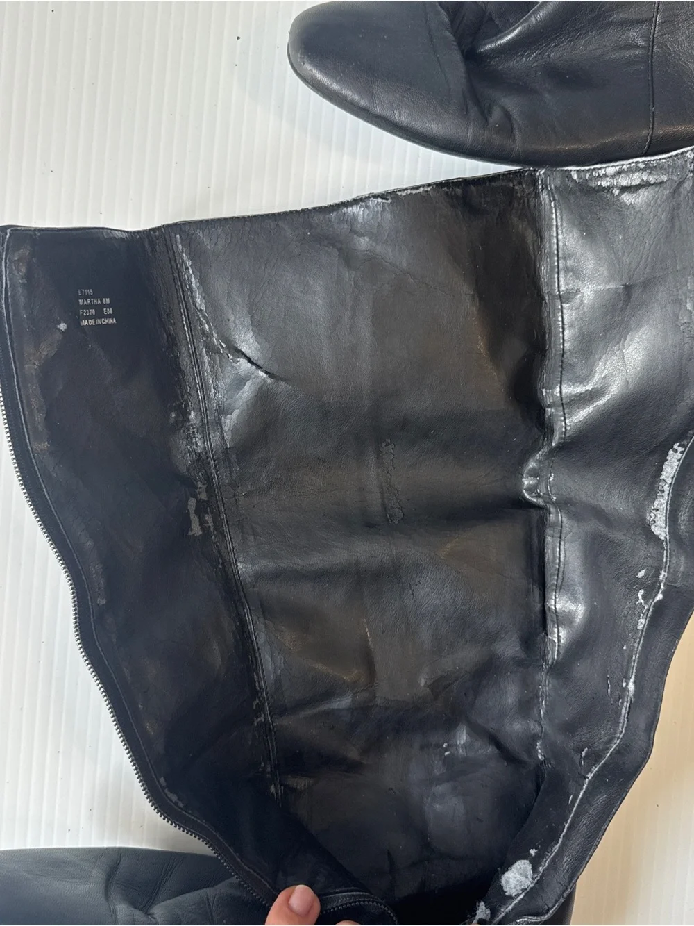 Calvin Klein Martha Black Leather Knee High Boots Chain Detail Riding Size 8M